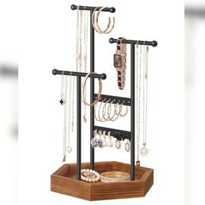 Jewelry Holder / Organizer - Ink Black & Caramel Brown